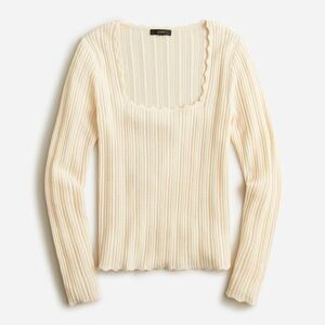J. Crew Scalloped squareneck pointelle sweater